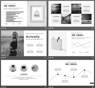 黑白蘆葦圖片排版背景藝術設計PPT模板